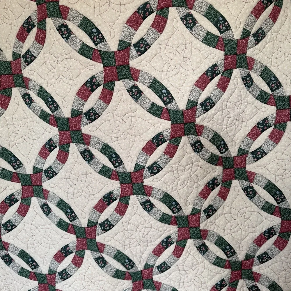 VTG‎ Double Wedding Ring Design Quilt Thick Cottage Core Granny 101
